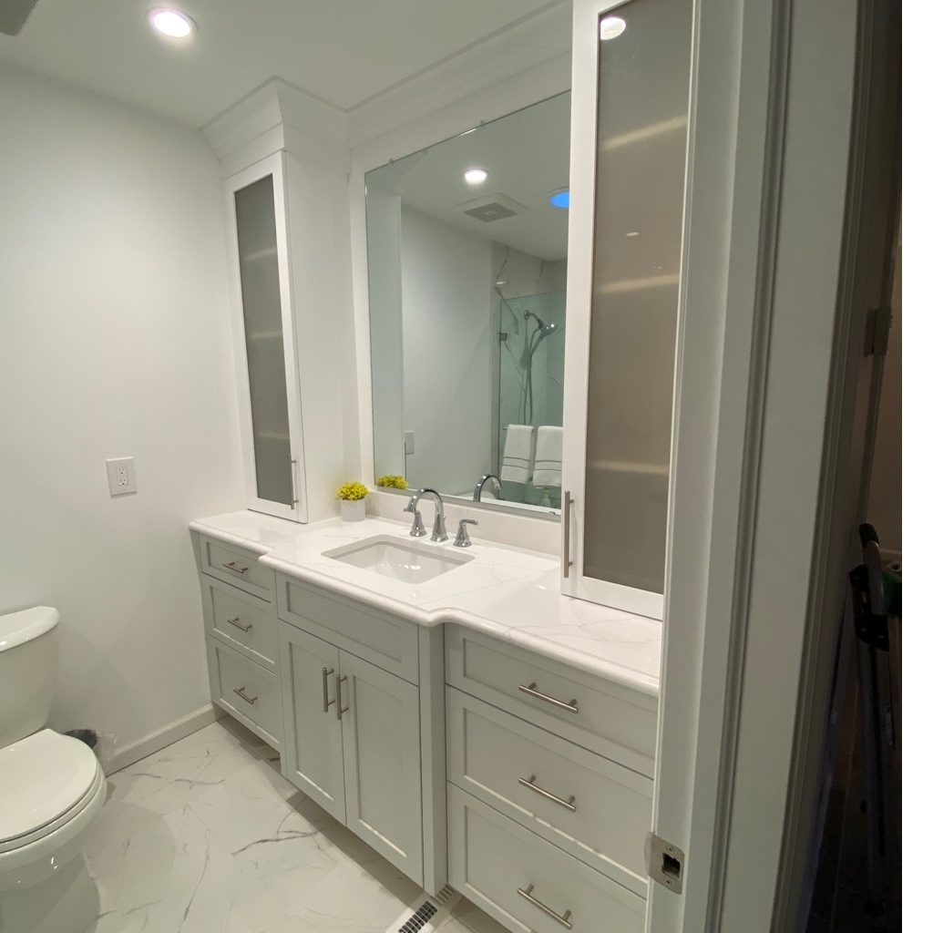 white marble bathroom vanity 