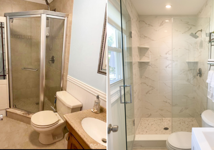 small bathroom remodel before and after