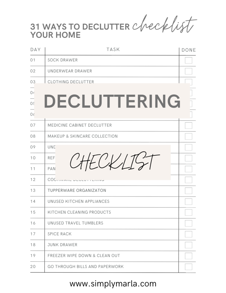 DECLUTTER YOUR HOME CHECKLIST PDF