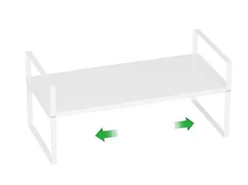 WEJIPP Cabinet Organizer Shelf Expandable Counter Shelf Stackable Shelf Adjustable Storage Shelf Riser for Kitchen Pantry Countertop Cupboard,White,8.07″