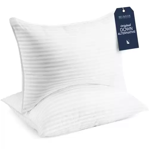 Beckham Hotel Collection Bed Pillows Standard / Queen Size Set of 2 Down Alternative Bedding Gel Cooling Pillow for Back, Stomach or Side Sleepers