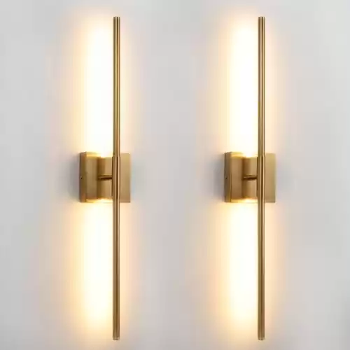 Brushed Gold LED Wall Sconces Set of 2 with Warm White Light