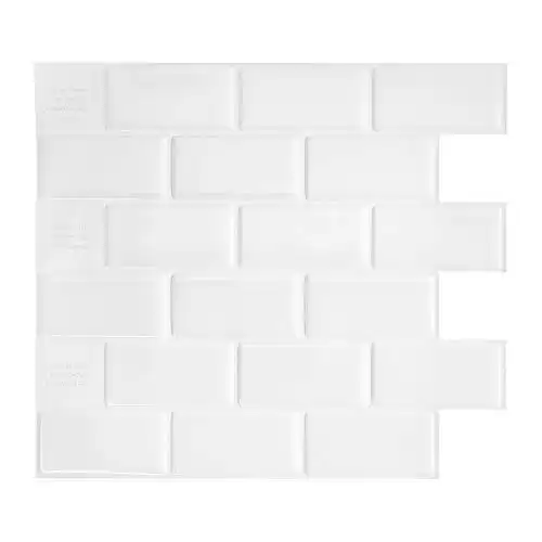 SMART TILES Peel and Stick Backsplash – 10 Sheets of 10.95″ x 9.70″ – 3D Adhesive Peel and Stick Tile Backsplash for Kitchen, Bathroom, Wall Tile