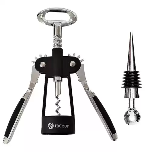 HiCoup Wine Opener Wing Corkscrew Beer and Wine Bottle Opener w/Winged Grip and Stopper Easy to Use