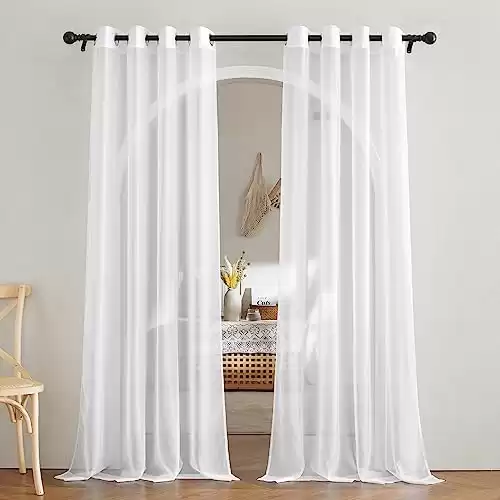 NICETOWN White Sheer Curtains 84 inches Long Home Decoration Grommet Airy & Lightweight Elegant Window Treatments with Light Filtering for Bedroom/Living Room (2 Panels, W54 x L84)