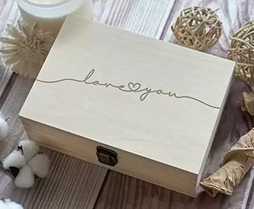 Love You Memory Wooden Anniversary Gifts Wood Engraving Wedding decor Mother of the Bride gift for Her 8.5 in x 6 in x 3 in (Size 1 Natural)