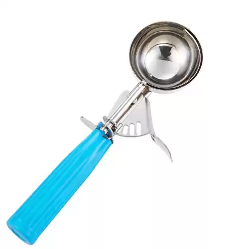 Portion Scoop – #16 (2 oz) – Disher, Cookie Scoop, Food Scoop – Portion Control – 18/8 Stainless Steel, Blue Handle