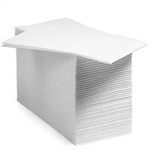 200 BloominGoods Disposable Bathroom Napkins | Single-Use Linen-Feel Guest Towels | Cloth-Like Hand Tissue Paper, White, 12 x 17 (Pack of 200, Made In USA)