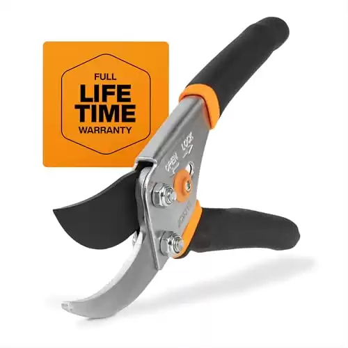 Fiskars Bypass Pruning Shears 5/8 Garden Clippers Plant Cutting Scissors with Sharp Precision-Ground Steel Blade