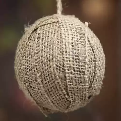 Burlap Wrapped Ornament Balls-(6 Pieces) These Burlap Ornaments with Jute Hanger are Excellent Christmas Tree Decorations or for Everyday Primitive Country Farmhouse Decor by Factory Direct Craft