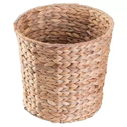 Vintiquewise Natural Water Hyacinth Round Waste Basket for Bathrooms, Bedrooms, or Offices