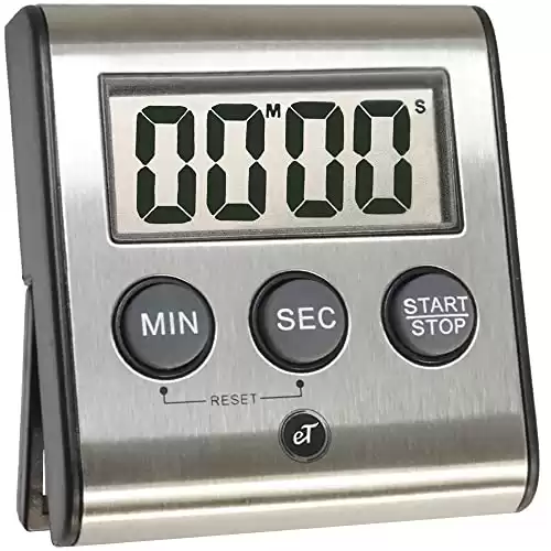 Elegant Digital Kitchen Timer, Stainless Steel Model eT-23, Super Strong Magnetic Back, Loud Alarm, Large Display, Auto Memory, Auto Shut-Off by eTradewinds