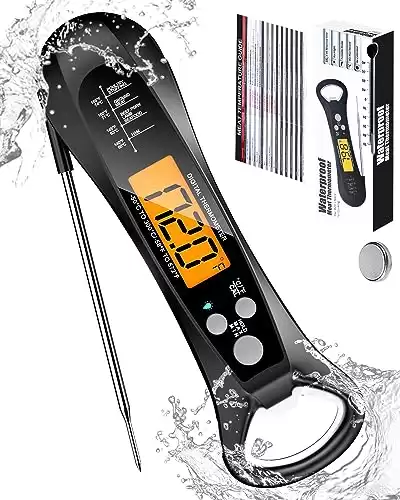 ROUUO Meat Thermometer Digital for Cooking-Backlight, Calibration, Ultra Fast, Waterproof Instant Read Thermometer Digital Food Thermometer, Cooking Thermometer for Meat, Outdoor Grill Thermometer