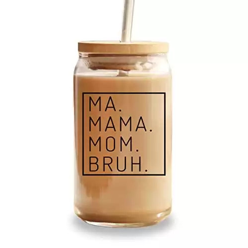 Sip Sip Hooray Personalized Mother's Day Gift Glass Cup | Personalized Gifts for Women, Mom, Birthdays, Valentines, Christmas | Ma. Mama. Mom. Bruh. Tumbler | 16 oz