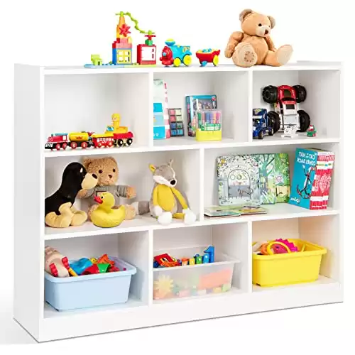 HONEY JOY Kids Storage Organizer, 8-Section Wooden Display Shelf for Classroom, Playroom, Nursery, Kindergarten