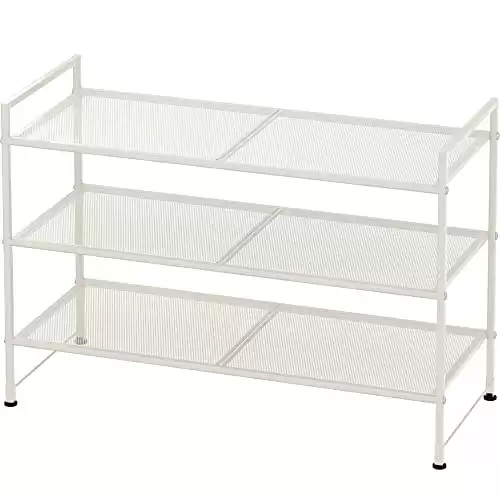 Simple Houseware Stackable Mesh Shoe Rack, White