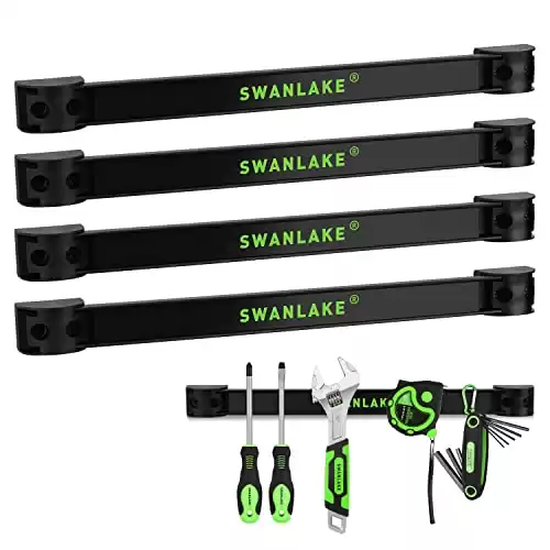 SWANLAKE 12" Magnetic Tool Holder Strip,Metal Tool Magnet Bar for Garage Organization(4PCS)