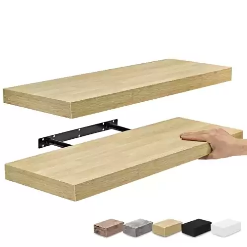 Sorbus Floating Shelves, Wall Shelves for Bedroom, Kitchen, Living Room, Home Decor 24 x 9 Inch Wall Mounted Floating Shelves for Wall, 2 Maple Wood