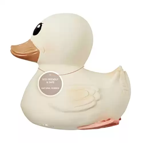HEVEA Kawan Mini Rubber Duck - 100% Natural Rubber Baby Bath Toy - Eco Friendly, Perfect for Playing, Teething, and Bathing - Mold Free Bath Toys - Marshmallow White