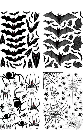 112 PCS Halloween Bat Spider Wall Stickers Decals for Halloween Party Decoration Supplies