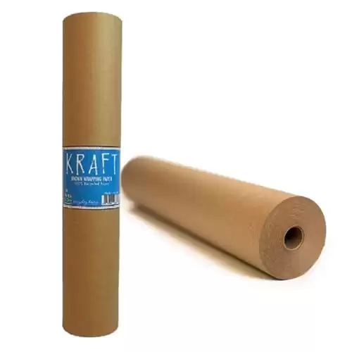 Kraft Brown Wrapping Paper Roll 30" x 1,200" (100 ft) 100% Recyclable Craft Construction and Packing Paper for Use in Moving, Bulletin Board Backing and Paper Tablecloths