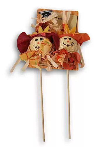 Scarecrow Picks for Fall Floral Crafts - 2 Count - 10.5 Inches Tall