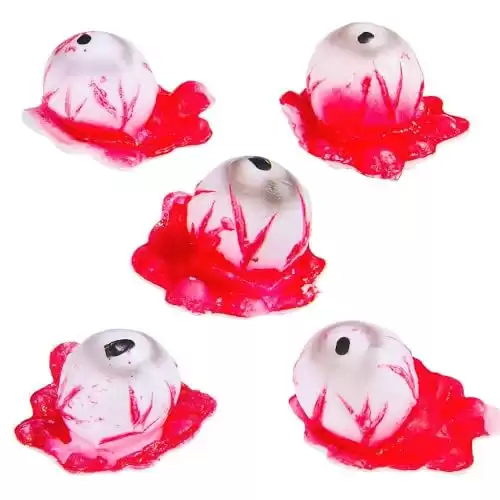 Spooky White & Red Plastic Asylum Bloody Eyeballs - 1 Pack - Creepily Realistic & Unique Haunted House Horror Prop - Perfect For Halloween Event Decorations