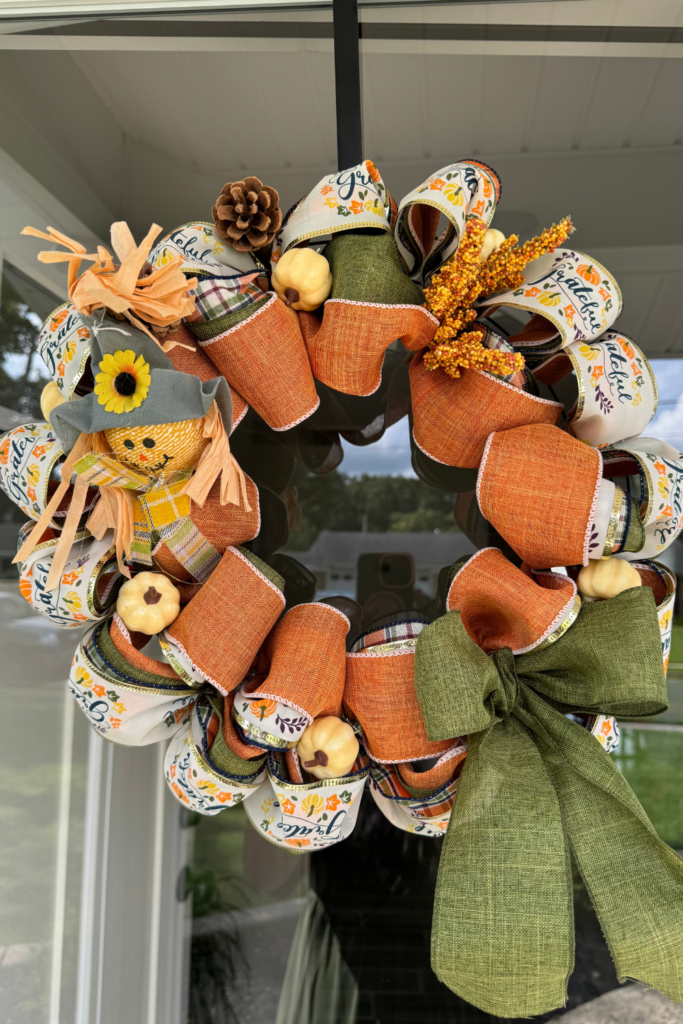 diy fall wreath with ribbon from dollar tree