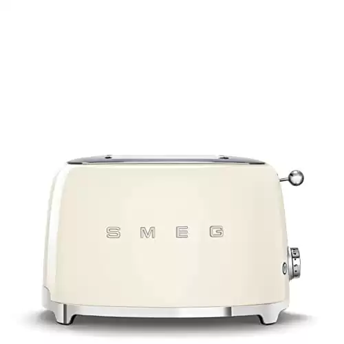 SMEG 2 Slice Toaster with 6 Presets and Defrost Function and Removable Crumb Tray (Cream)