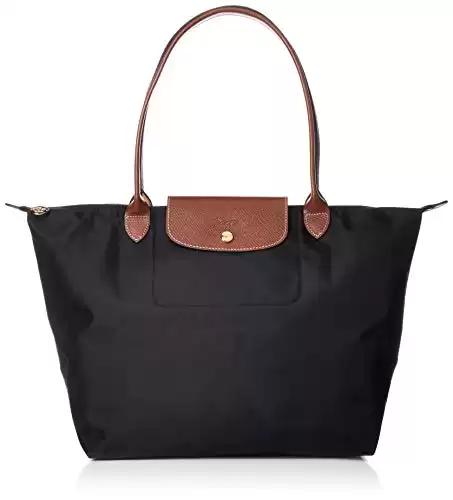 Longchamp 1899 089 Preage Tote Bag, Shopping Bag, Nylon/Leather, Compatible with B4 Size, Can Store PC Computers, Noir Parallel Import