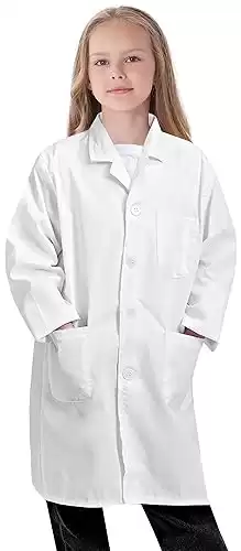 VOGRYE Lab Coat for Girl - White Unisex Kids Doctor's Coat Kids Vet Coat, Doctor Dress Up Costume for Girl (8/10, White)