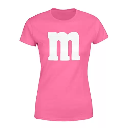 Letter M Halloween Costumes T-Shirt | Funny Cool Graphic tee idea | for Women Azalea Pink