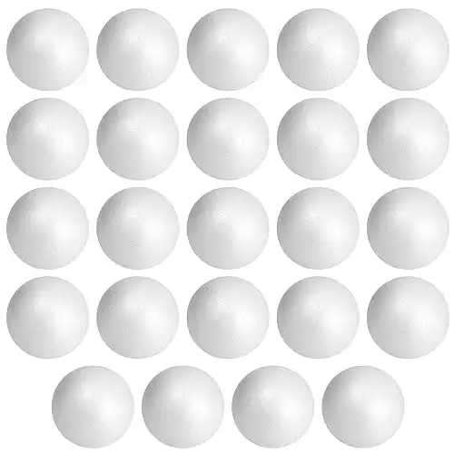 Juvale 24 Pack 3 Inch Foam Balls for Crafts, Smooth Polystyrene Spheres for DIY Decorations, Classroom Projects