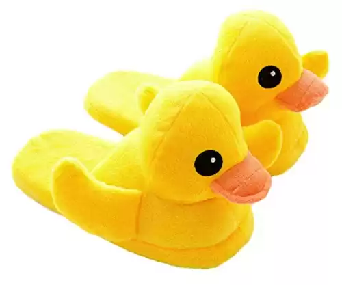 GK-O 1 Pair Yellow Duck Plush Cotton Slippers Household Shoes Antiskid Indoor Home Slippers (23~24.5cm)