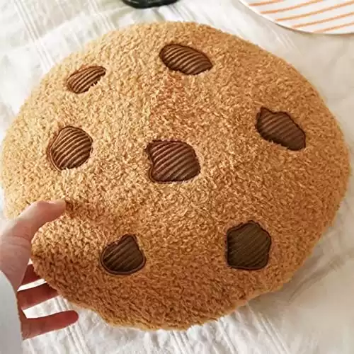 TOKZON Cookie Pillow Chocolate Chip, Chocolate Chip Cookie Pillow, Food Shaped Pillow Round Soft, for Floor Couch Sofa Cushion Bedroom Decor Gift-11in