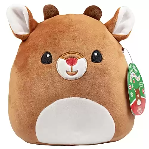 Squishmallows 8-Inch Rudolph The Red Nosed Reindeer - Official Jazwares Plush - Collectible Soft & Squishy Stuffed Animal Toy - Add to Your Squad - Gift for Kids, Girls & Boys