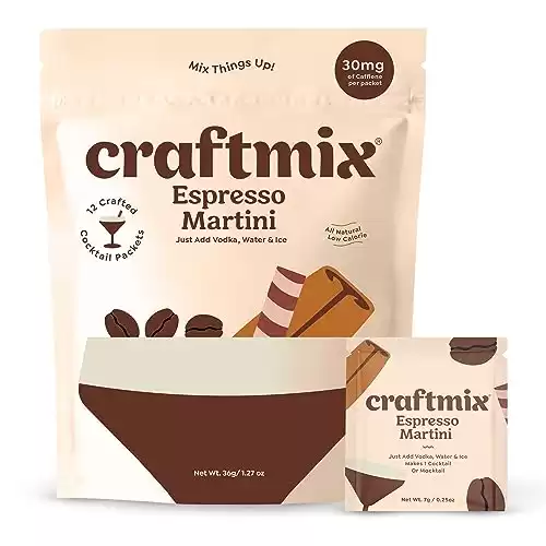 Craftmix Espresso Martini Mix, Makes 12 Drinks, Skinny Cocktail & Mocktail Drink Mixers - Instant Coffee Packets - Real Coffee Martini Mix - Vegan Low-Carb, Low-Sugar, Non-GMO, Dairy Free, Gluten ...