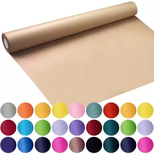 SMART&CASUAL 17.8" 1,200"(100') Brown Kraft Wrapping Paper for Craft Gift Bulletin Board Bouquet Flower Table Covering Packing Shipping Moving 70GSM 50LB