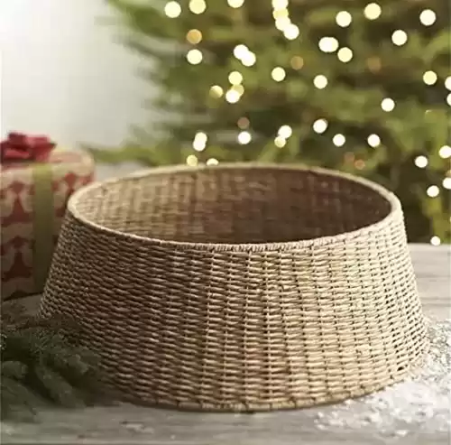 Farmhouse Christmas Tree Collar - Rustic Holiday Decoration - Natural Woven - Base Cover for Christmas Tree - Tree Skirt - Tree Ring (Medium)