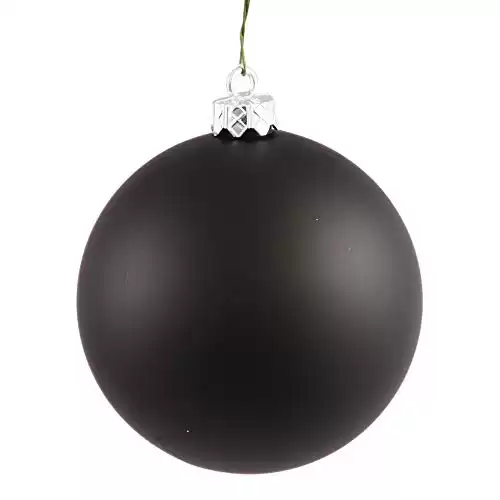 Vickerman Matte Finish Shatterproof Christmas Ball Ornament, UV Resistant with Drilled Cap, 24 per Bag, 2.4", Black