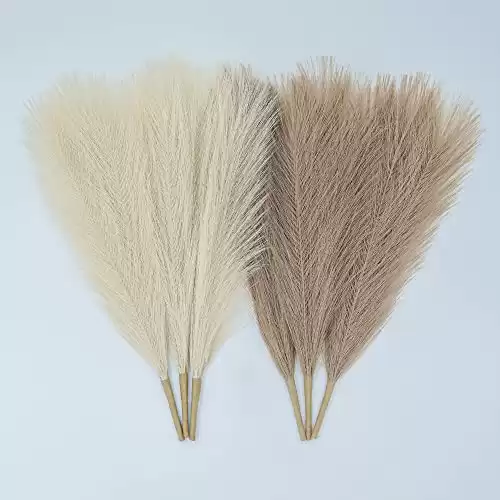 SIMPLECOOL Faux Pampas Grass Decor. 6 Stems 17 Short Artificial Pampas Grass. Room Decor Aesthetic. Boho Decor for Home Living Room, Pompas Floral for Wedding Christmas.