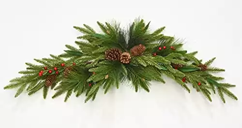 Worth Imports 42" Artificial Spruce Pine Cone Berry Christmas Swag, Large, Multicolor