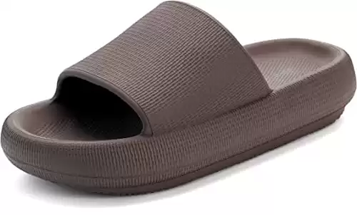 BRONAX Slides for Women and Men Pillow Slippers House Home Shoes Sandals Bathroom Beach Bath Foam Slipers Comfy Cushioned Thick Sole 39-40 Chocolate