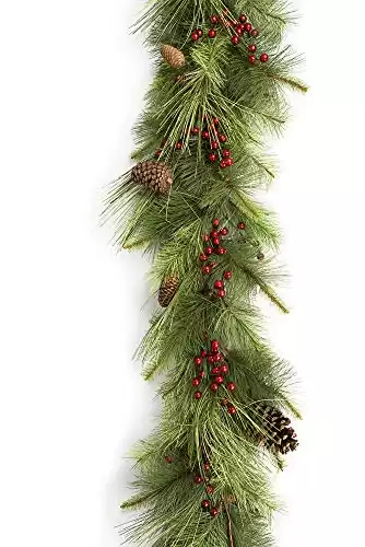 Vita Domi 6 ft Long Needle Pine Garland Realistic, Christmas Garland Mantle, Christmas Greenery Garland, Green Garland Christmas, Evergreen Garland, Holiday Garland, Fireplace Garland Christmas