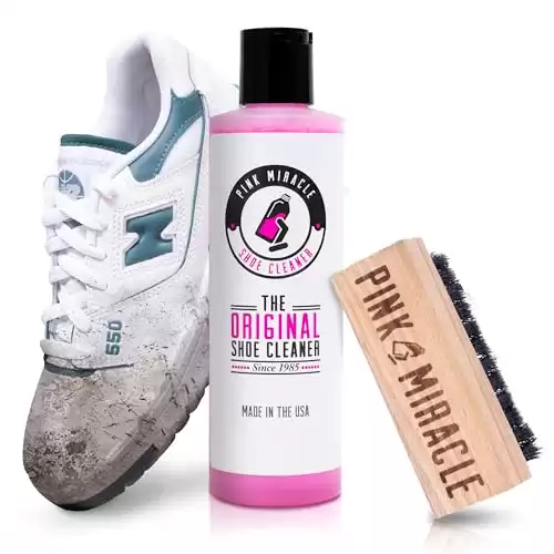 Pink Miracle Shoe Cleaner Kit Bottle Fabric Cleaner for Leather, Whites, and Nubuck Sneakers (4 Oz)