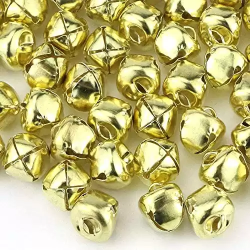 KISEER 100 Pcs Jingle Bells Bulk, 1 Inch Craft Bells for DIY Christmas Home Decoration (Gold)