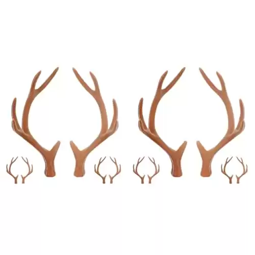 LOGOFUN 6 Pairs of Simulated Deer Antlers DIY Plastic Deer Antlers Realistic Reindeer Horn Props for DIY Crafts Xmas Cosplay Party Hair Accessories - Brown, 17CM