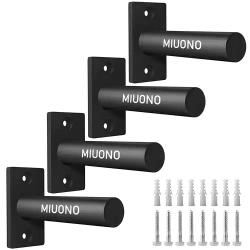 MIUONO Weight Plate Holder, Wall Mounted Weight Rack Storage for 2" Olympic Weight Plate, 4 Pack Home Gym Organizer (Upgraded Larger Screws)