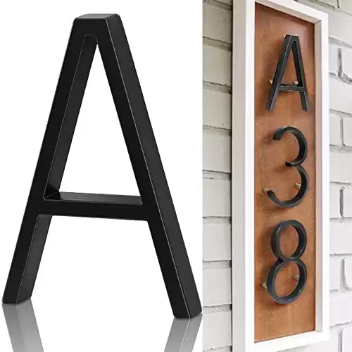 5" Metal Floating House Numbers,Ranslen Black Zinc Alloy Solid Modern House Address Number,Anti-Rust House Numbers Decorative Address Sign for Door Garden Mailbox with Nail Kit,Coated Black,Lette...