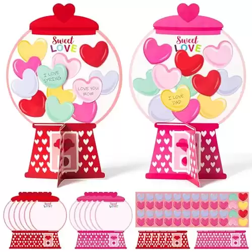 WATINC 24Pcs Father s Day Gumball Machine Craft Kits, DIY Heart Bubble Gum Machine Decorations, Make Your Own Gumball Machine Decor Supplies Home School Fun Activities for Kids Adults